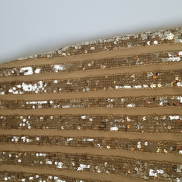 Gold Metallic Sequin and Silk Above Knee Shift Dress Party Dance Prom Sz 2 EUC - Picture 3 of 14